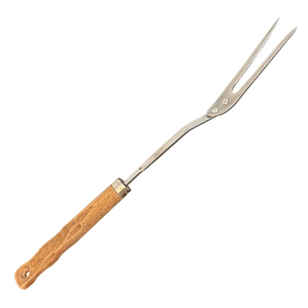 Vintage | Stainless Steel Meat Carving Fork | Wood Handle | Japan 14.5